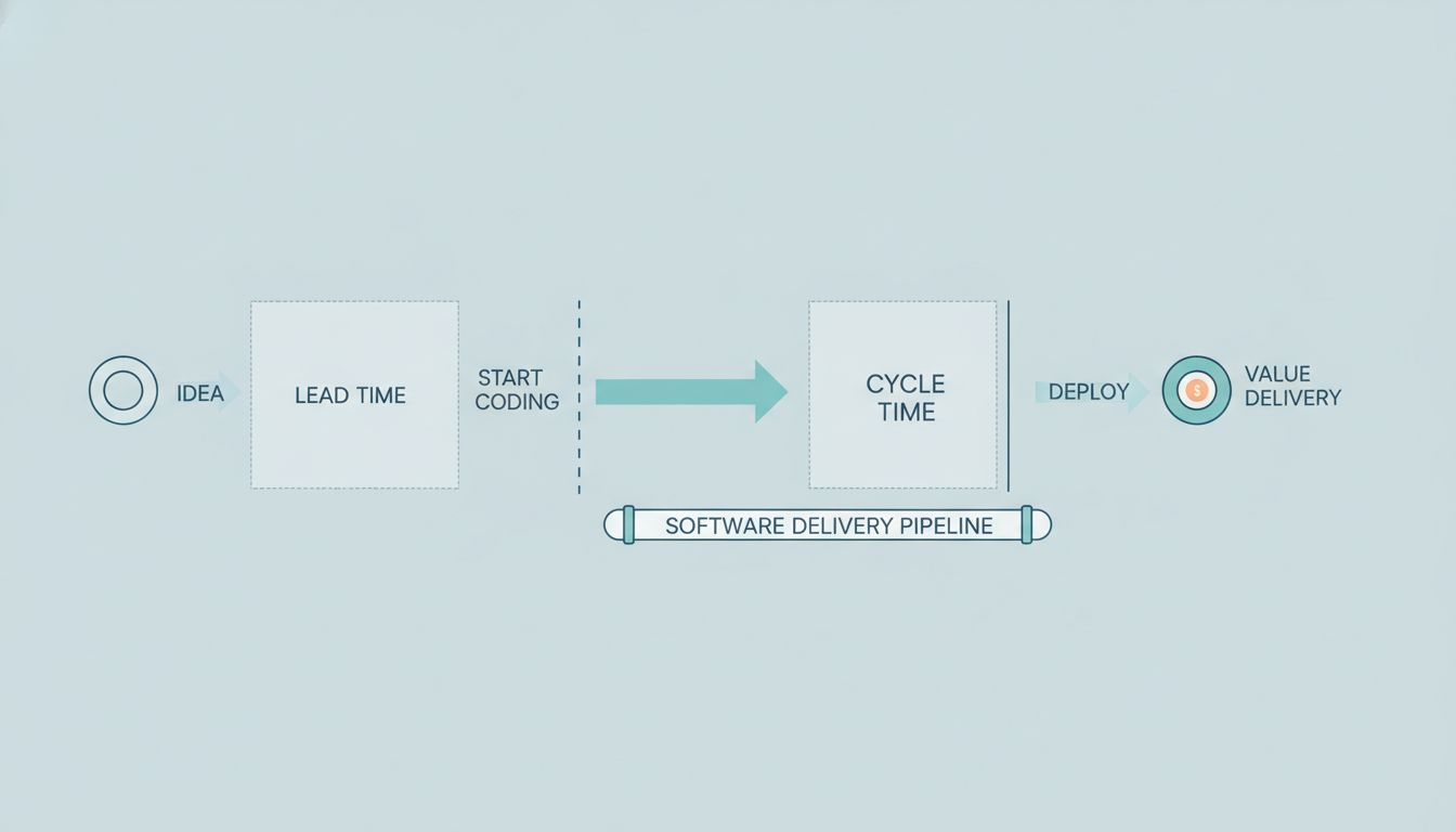 Conceptual and visual difference between Lead Time and Cycle Time. Source: Own creation with AI