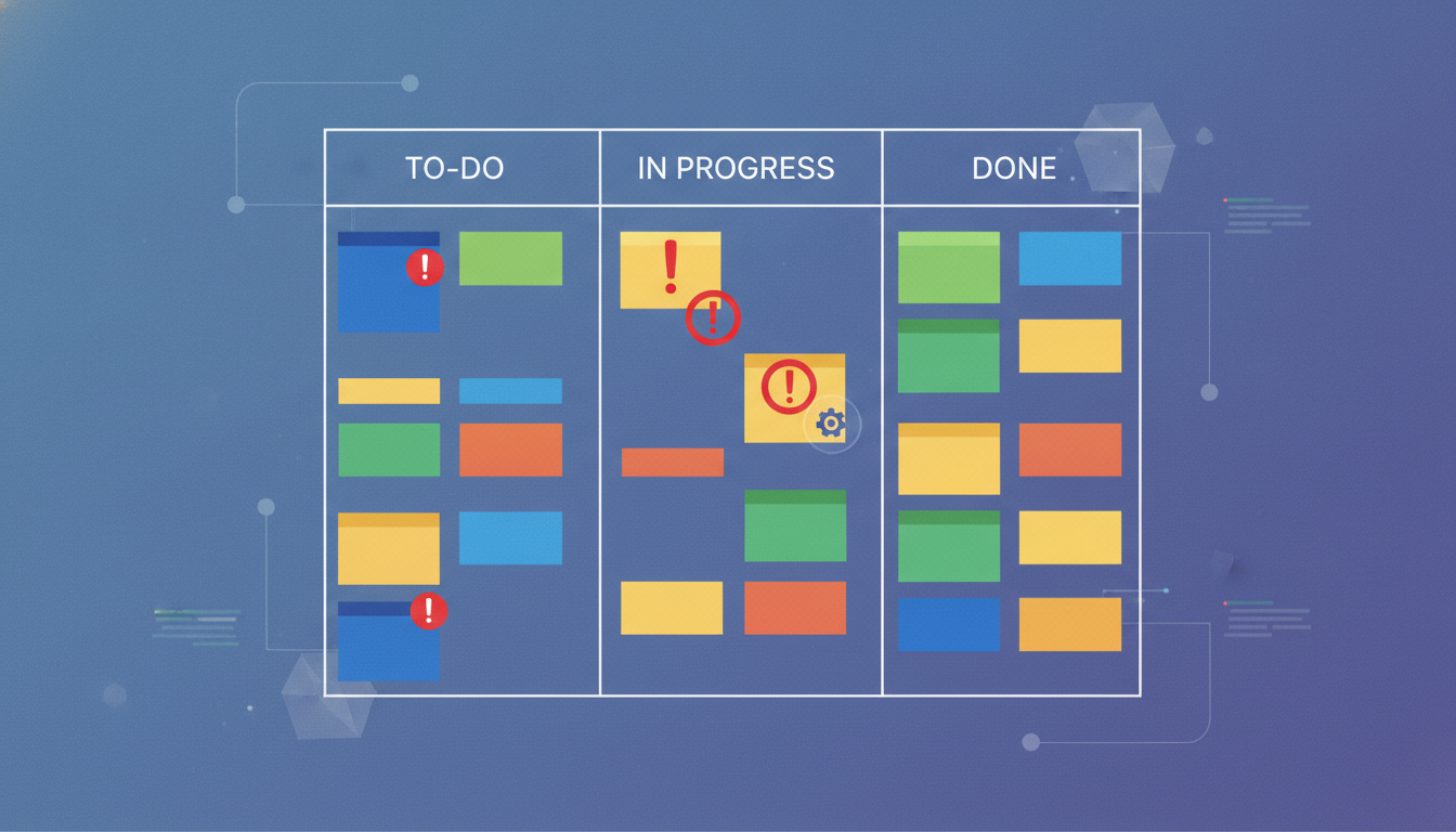 Gargalos e impedimentos visíveis no quadro Kanban. Fonte: Geração Agile com IA
