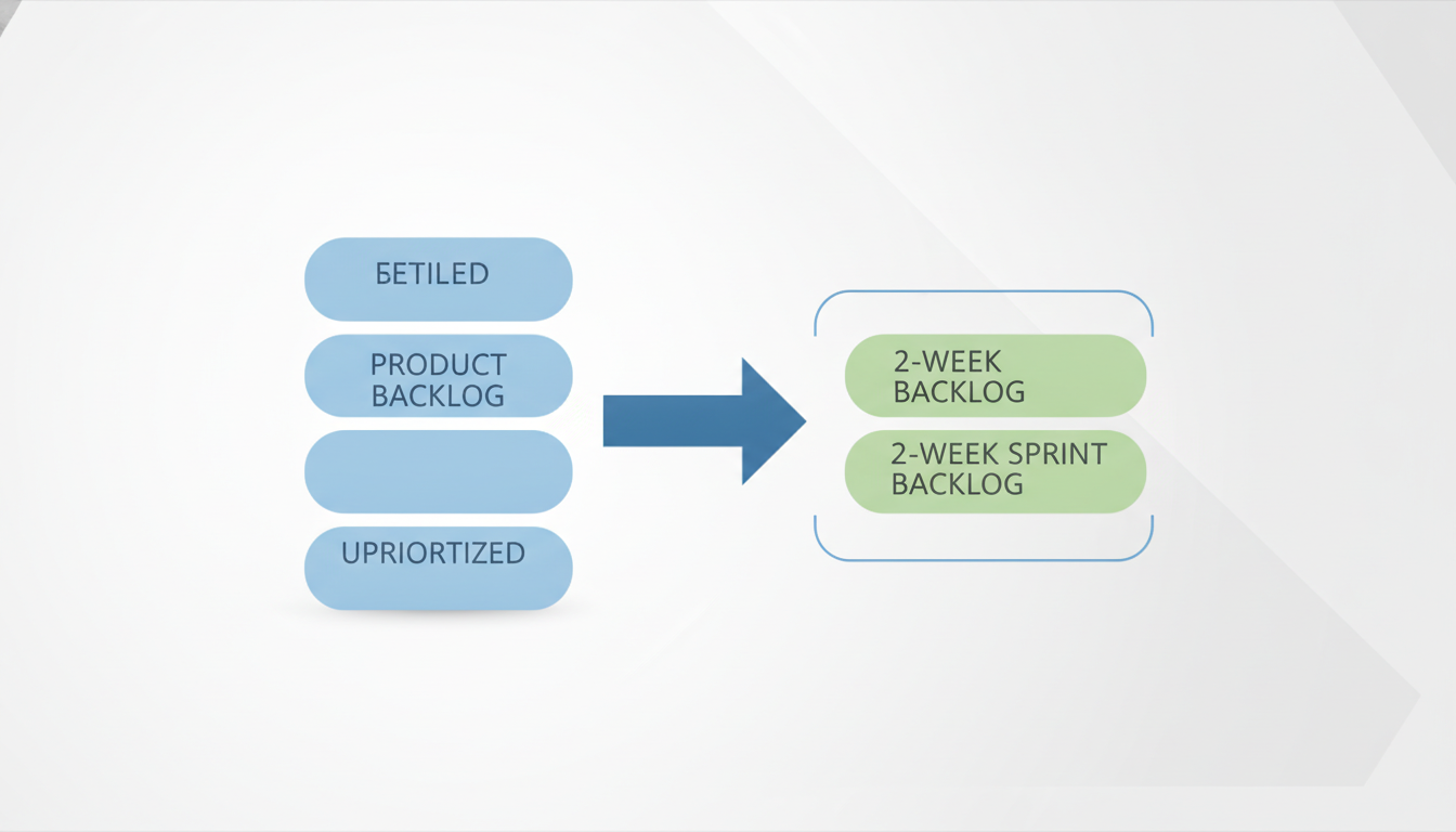 Fluxo de migração do Product Backlog para o Sprint Backlog durante a Planning. Fonte: Criação própria com IA