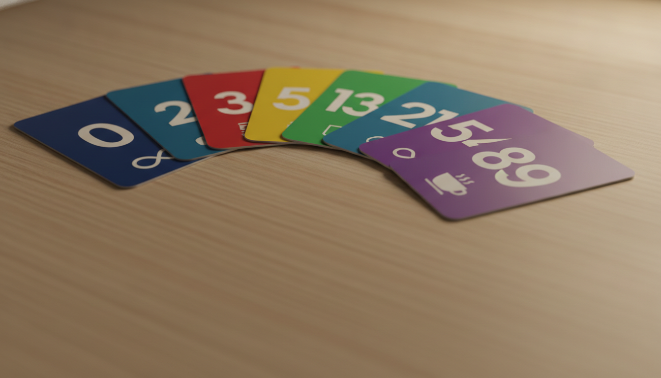 Cartas de Planning Poker, uma alternativa popular para estimativas de esforço. Fonte: Criação própria com IA