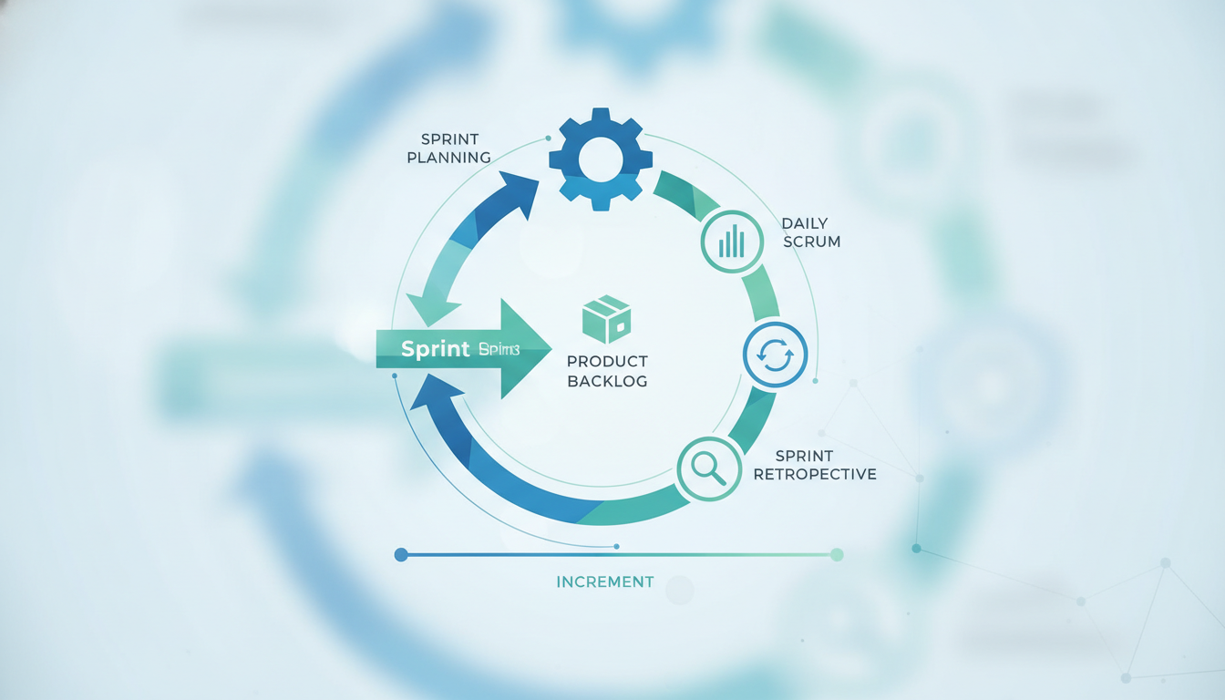 The continuous cycle of planning, execution, and retrospective of Scrum. Source: Own creation with AI