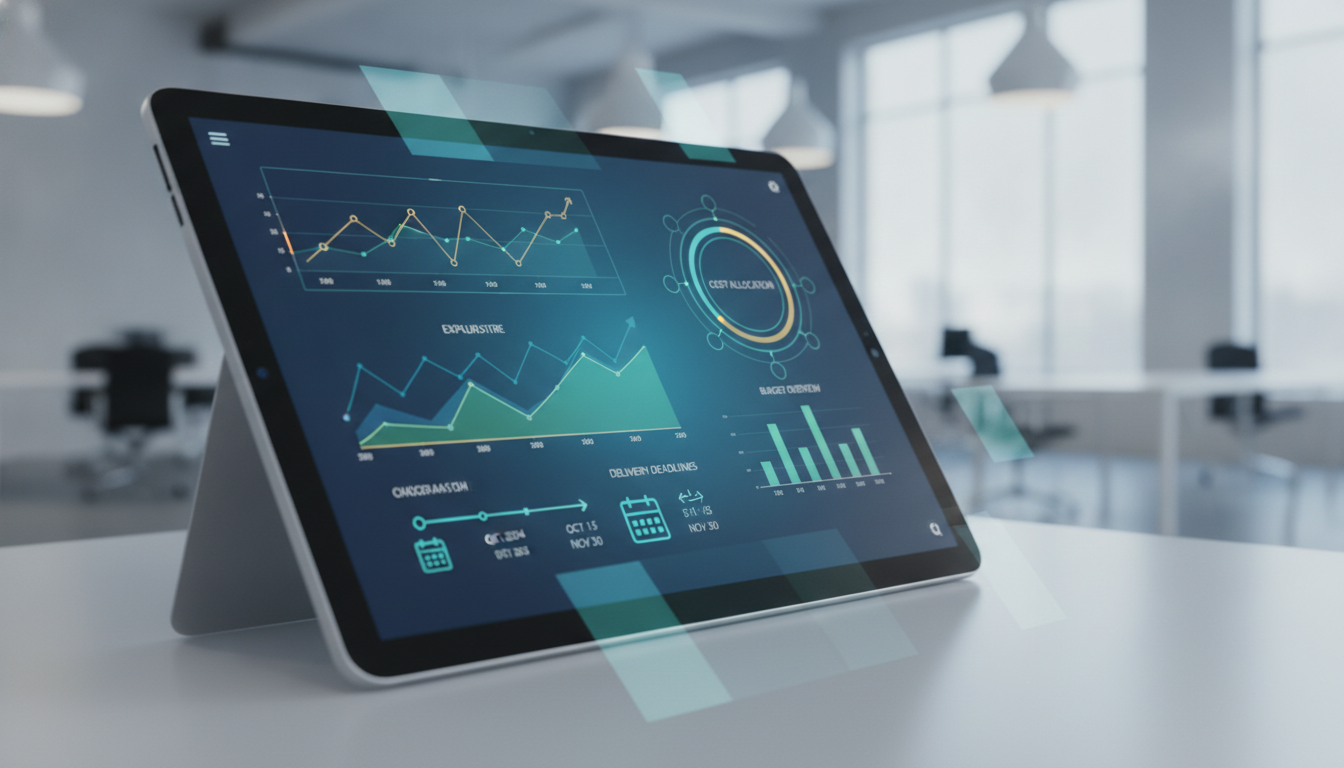 Acompanhamento de custos e tempo através de gráficos estatísticos. Fonte: Geração Agile via IA